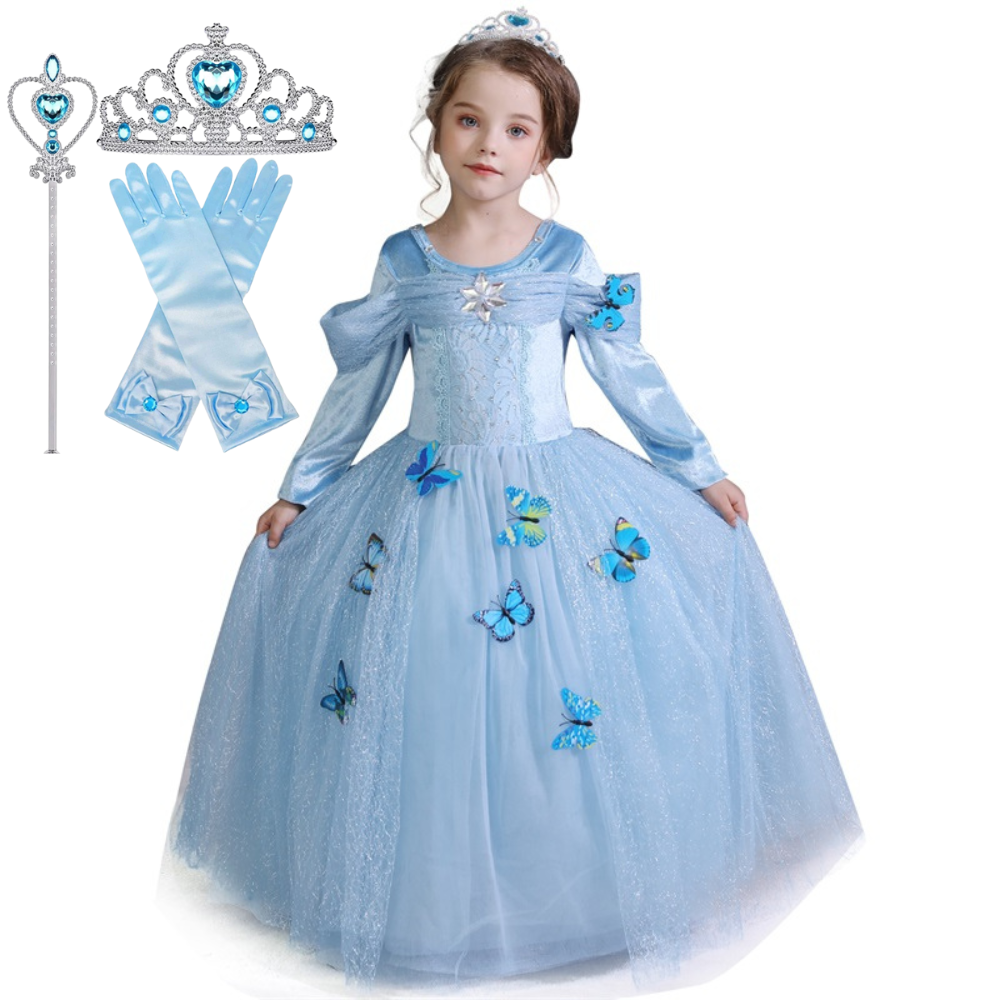 Disney Cinderela Vestido Meninas Festa De Halloween Princesa Coplay Roupas  Para Crianças Butterfley Fantasia Traje Crianças Roupas 2-10t - Vestidos De  Fantasia Para Crianças - AliExpress