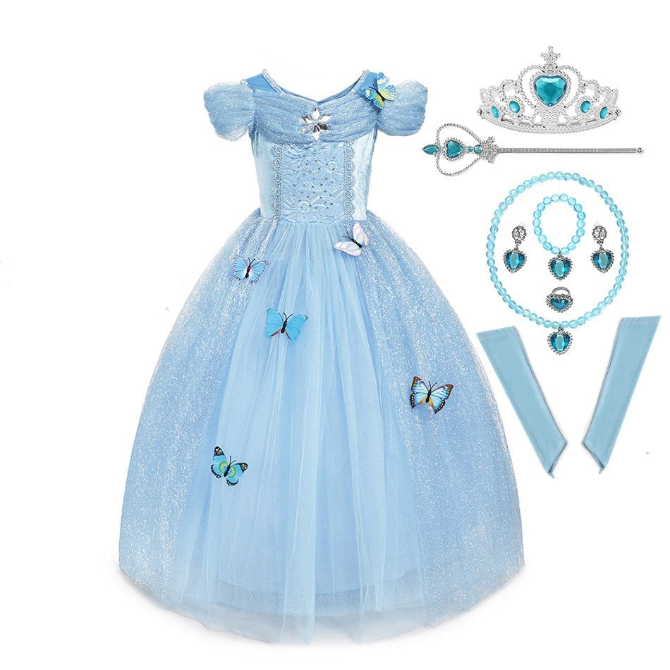 Cinderela Princesa Cosplay Tulle Vestido Kids Girl Ball Vestido Festa De  Baile Vestido Fantasia Fantasia