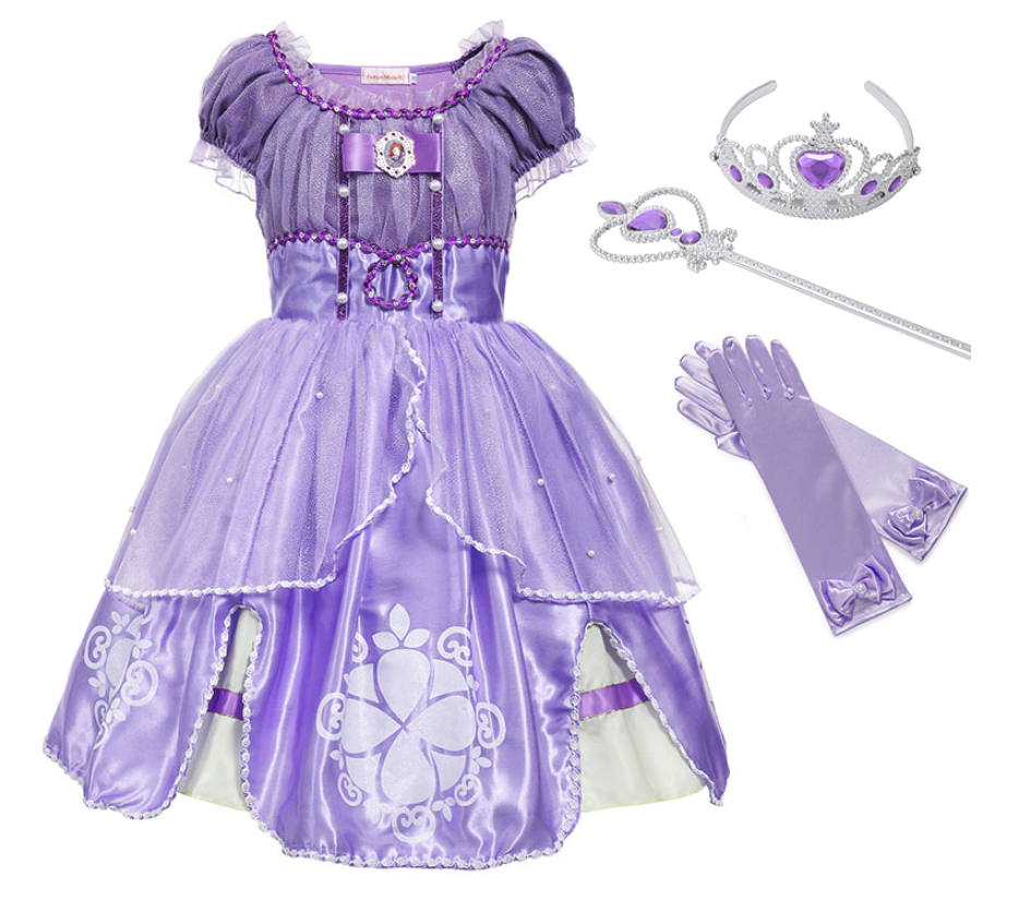 Vestido Fantasia Princesinha Sofia (Festa) + Acessórios + Frete Grátis –  Tudo Mamães