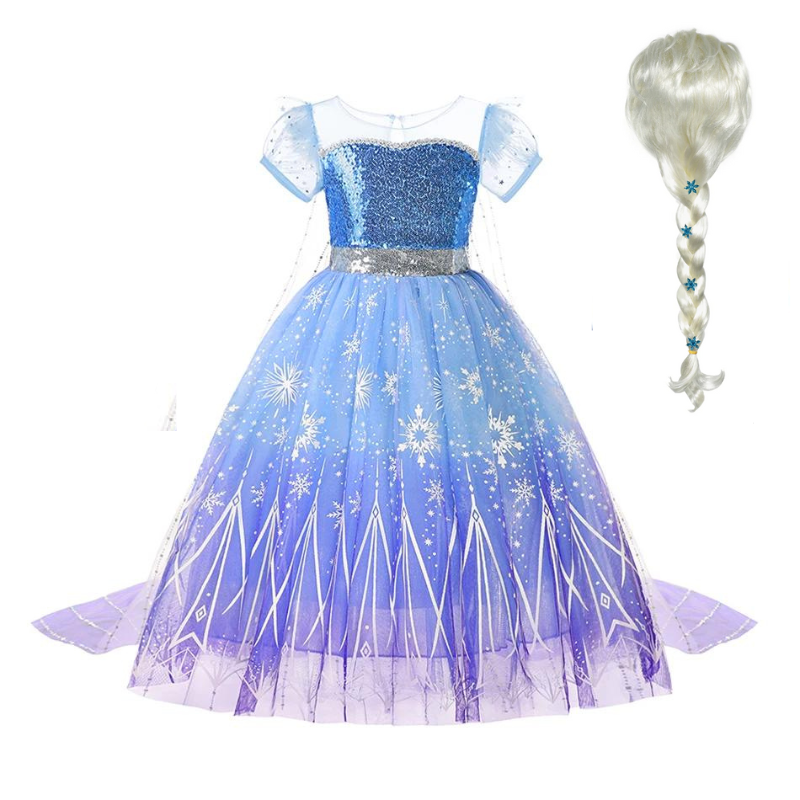 Fantasia Infantil Elsa Frozen com Peruca