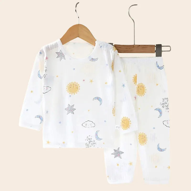 Pijama Infantil de Sol Lua Estrelas Manga Longa