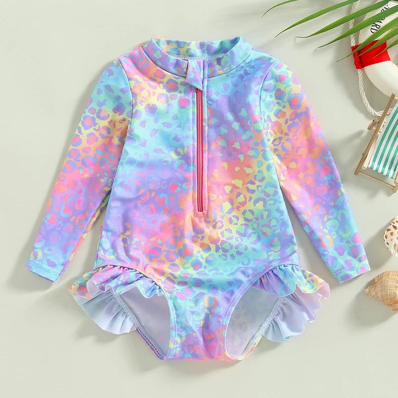 Maiô Infantil Manga Longa Tie-Dye Colorido