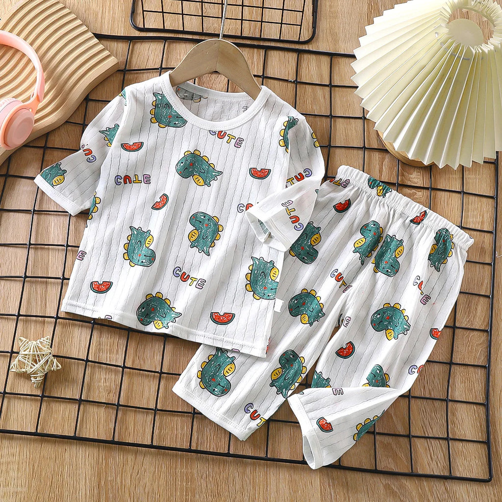 Pijama Infantil de Algodão Dinossauro Verde