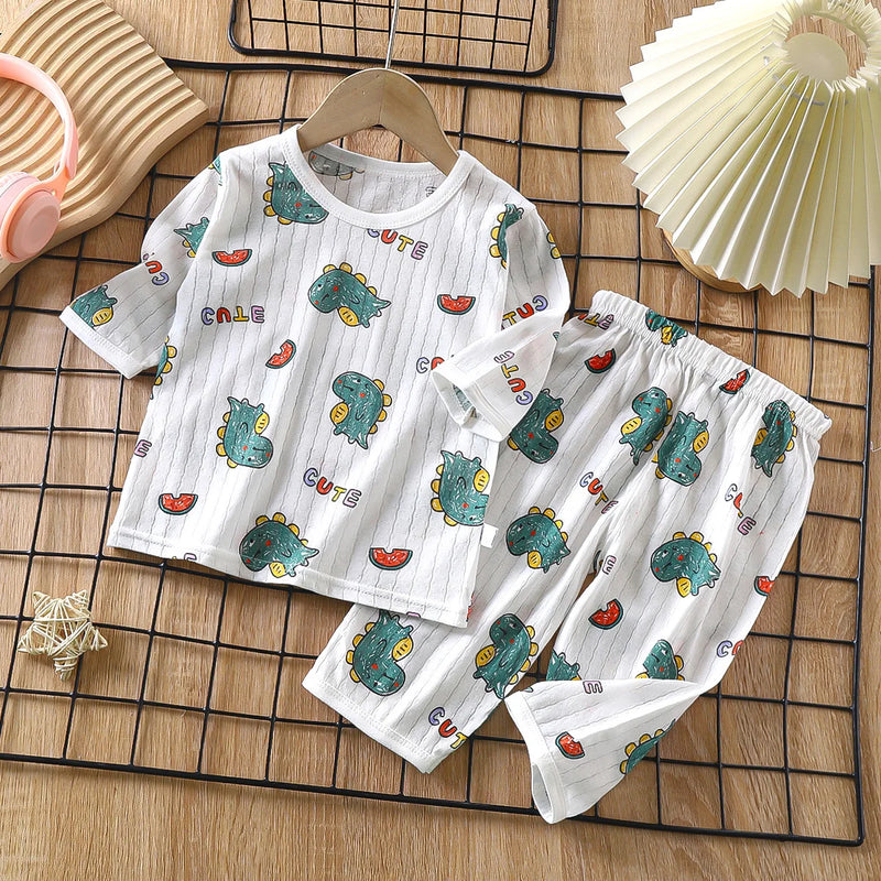 Pijama Infantil de Algodão Dinossauro Verde