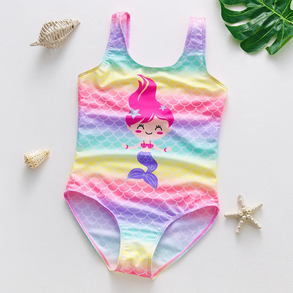 Maiô Infantil Menina Sereia Tie Dye Colorido
