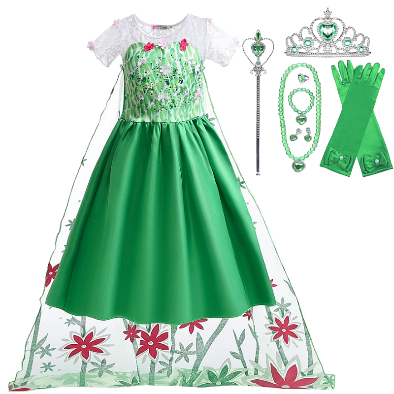 Vestido Elsa Primavera Verde - Frozen