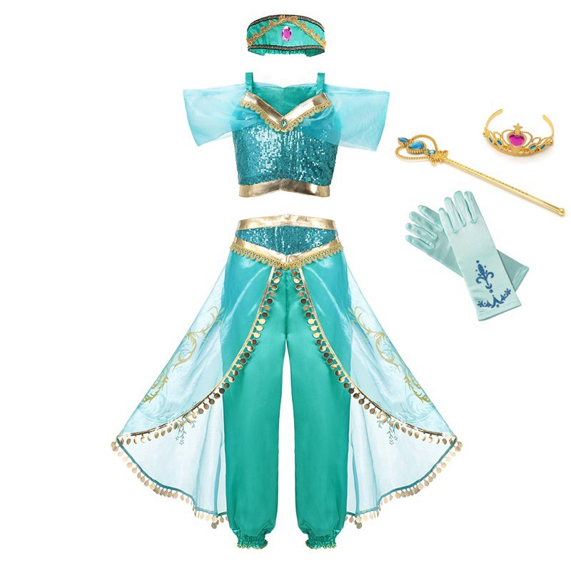 Vestido Fantasia Princesa Jasmine (Aladdin) + Acessórios + Frete Grátis