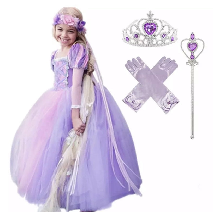 Vestido Fantasia Rapunzel - Deluxo - Frete Grátis