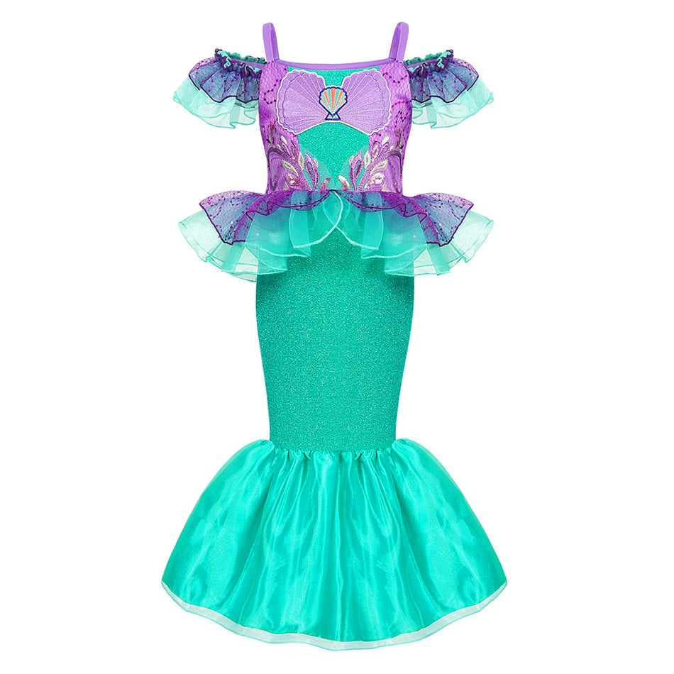 Vestido Ariel Princesa do Mar - Pequena Sereia