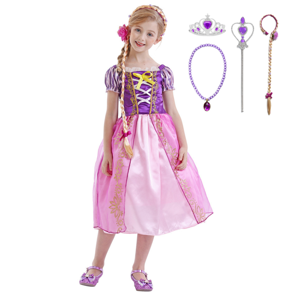 Vestido Fantasia Princesa Rapunzel (Deluxe) + Acessórios + Frete Grátis
